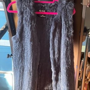 525 America Luxe Rabbit Fur Vest Blue